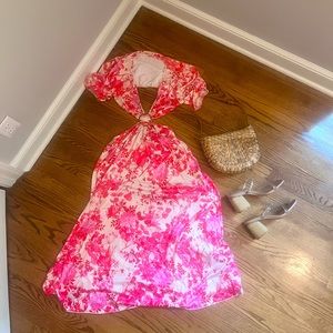 Pink maxi dress, cut out in back and front - Size Small